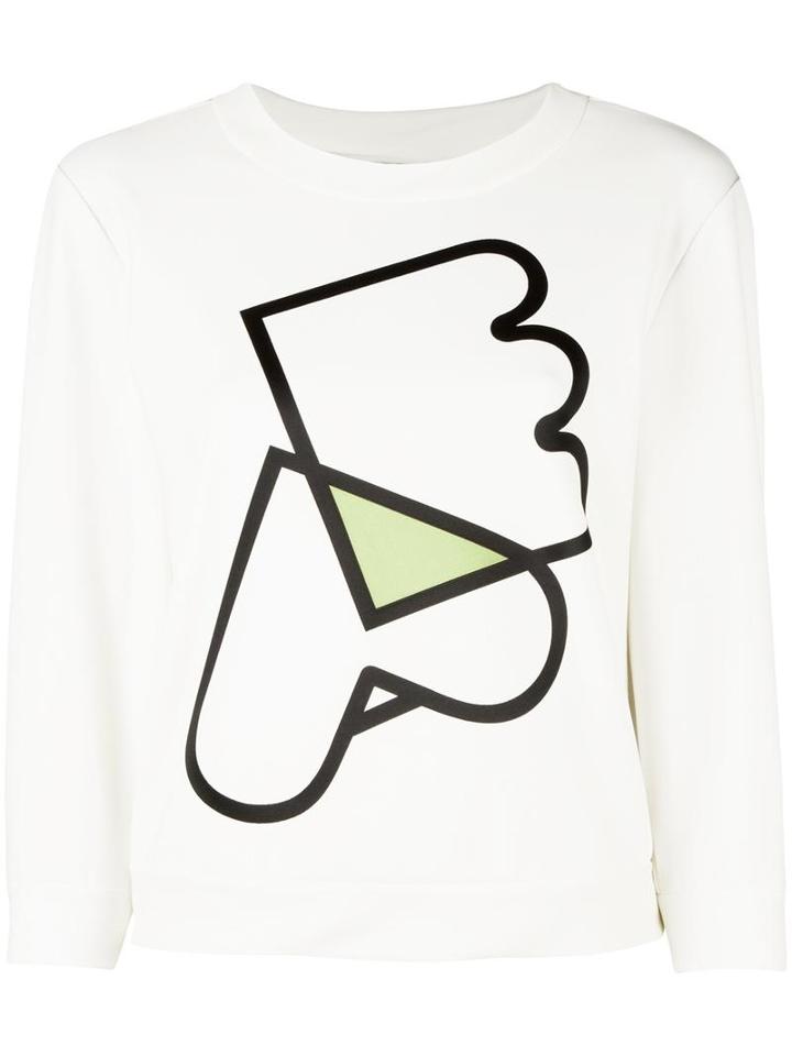 Emporio Armani Logo Print Sweatshirt, Women's, Size: 44, White, Polyamide/spandex/elastane