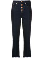 7 For All Mankind Fringed Highwaisted Jeans - Blue