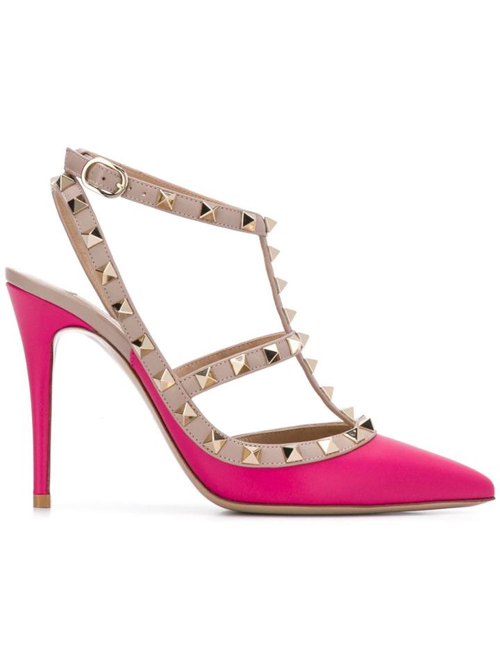 Valentino Rockstud Pointed Pumps - Pink & Purple