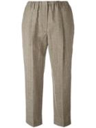 Brunello Cucinelli Pinstripe Cropped Trousers, Women's, Size: 40, Brown, Virgin Wool/linen/flax/polyester/cupro