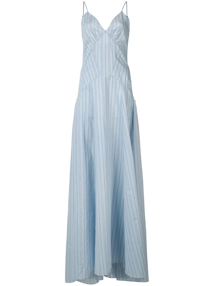 Rosie Assoulin - Striped Flare Maxi Dress - Women - Silk/cotton - 0, Blue, Silk/cotton