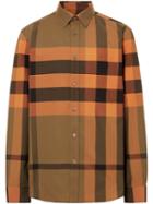 Burberry Check Stretch Cotton Poplin Shirt - Brown