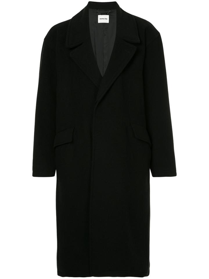 Monkey Time Concealed Front Coat - Black