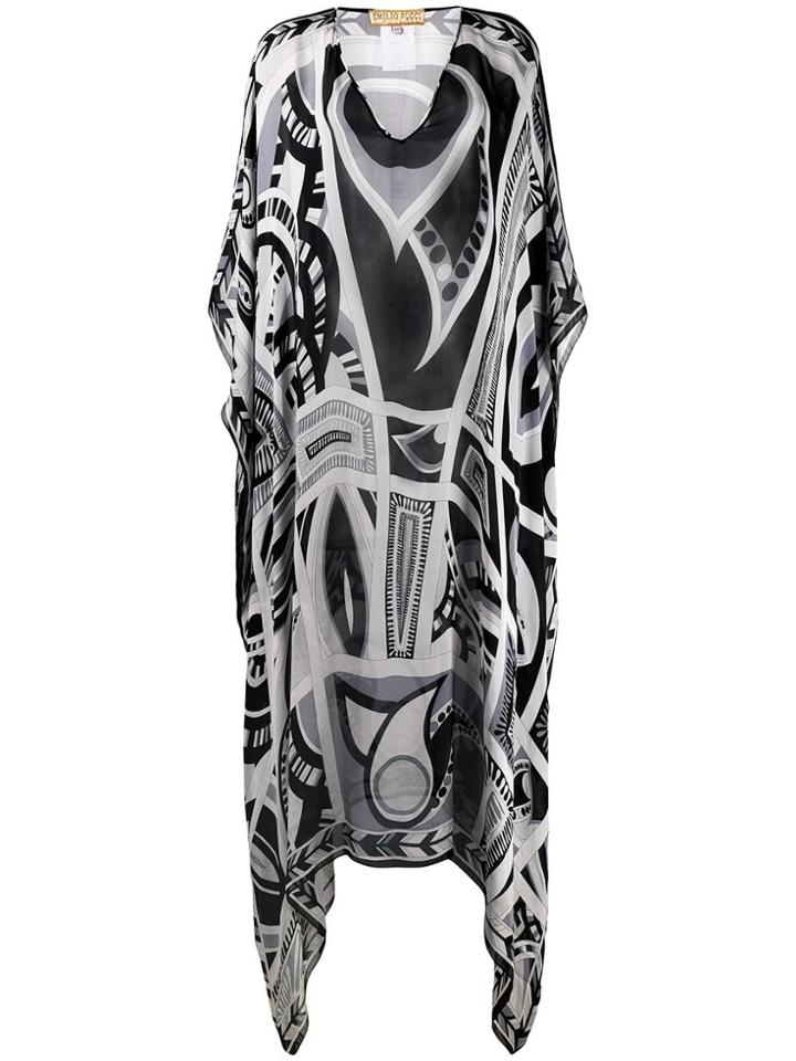 Emilio Pucci Vintage 2000's Printed Kaftan Dress - Black