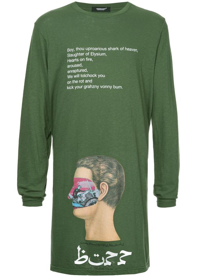 Undercover Extra Long Graphic Printed T-shirt - Green