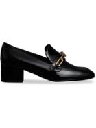 Burberry Link Detail Patent Leather Block-heel Loafers - Black