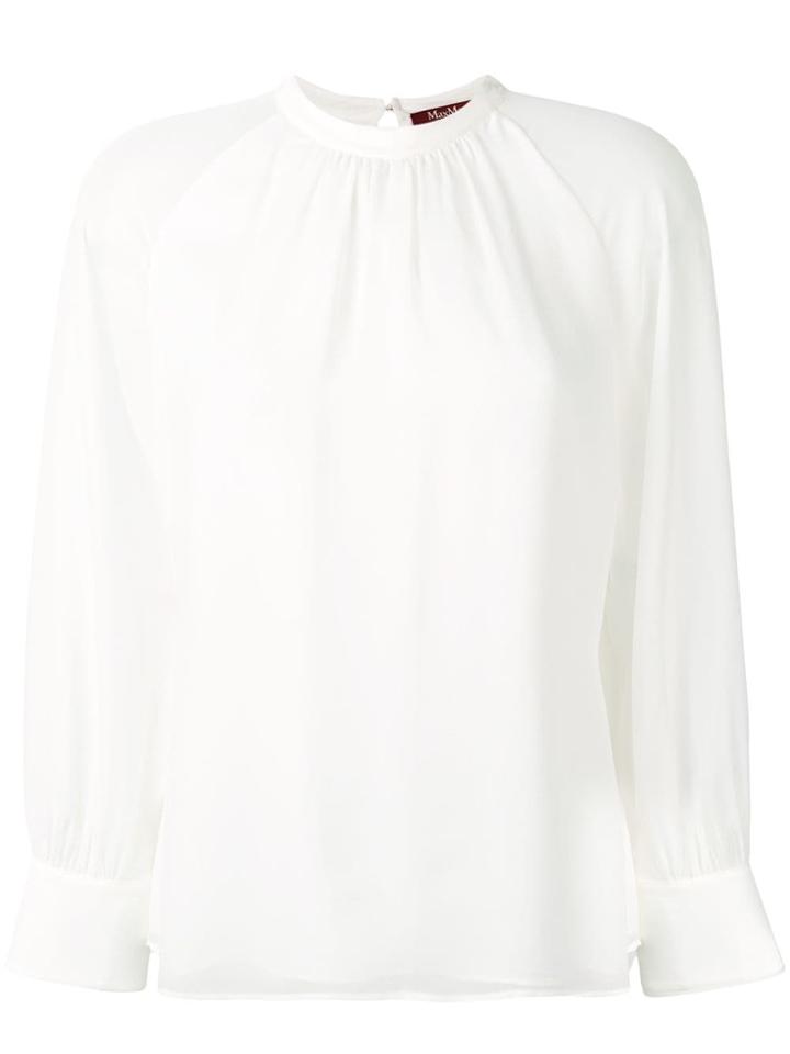 Max Mara Studio Sheer Raglan Sleeve Top - White