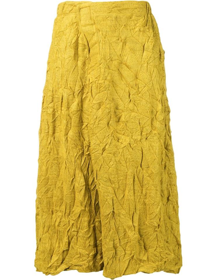 Plantation Crease Effect Skirt - Yellow & Orange
