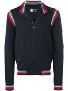 Z Zegna Techmerino Contrasting Stripes Zip Jumper - Blue
