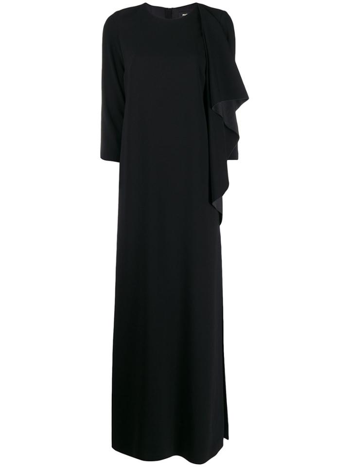 Paule Ka Side Slit Long Dress - Black