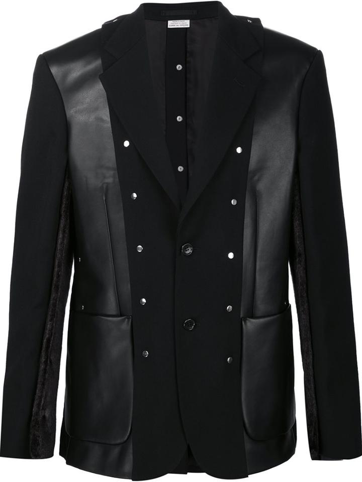 Comme Des Garçons Homme Plus Patchwork Blazer, Men's, Size: Medium, Black, Acrylic/polyester/cupro/artificial Leather