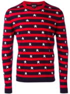Just Cavalli Stars And Stripes Sweater, Men's, Size: Small, Red, Cotton/viscose