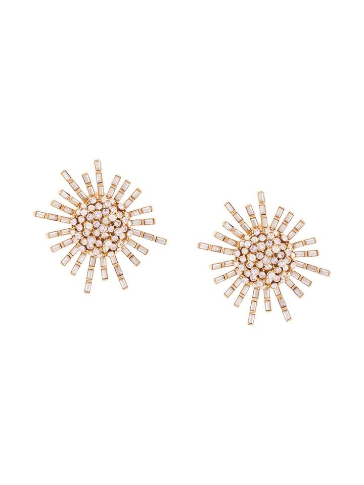 Oscar De La Renta Flower Earrings - Yellow & Orange