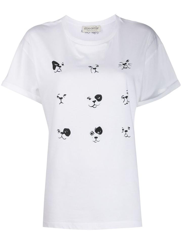 Être Cécile Organic Cotton Dog Print T-shirt - White