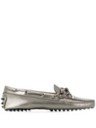 Tod's Logo Plaque Driving Loafers - Silver