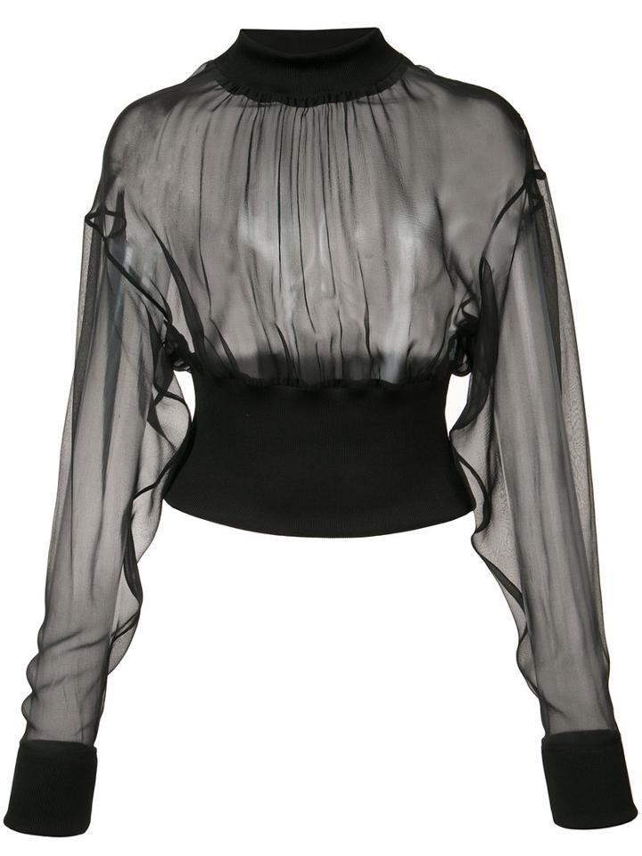 Balmain - Woven Crop Top - Women - Silk/cotton/spandex/elastane/viscose - 36, Women's, Black, Silk/cotton/spandex/elastane/viscose