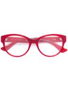 Gucci Eyewear Transparent Glitter Curved Glasses, Red, Acetate