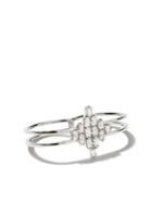As29 18kt White Gold Baguette Diamond Rhombus Double Two-finger Ring -
