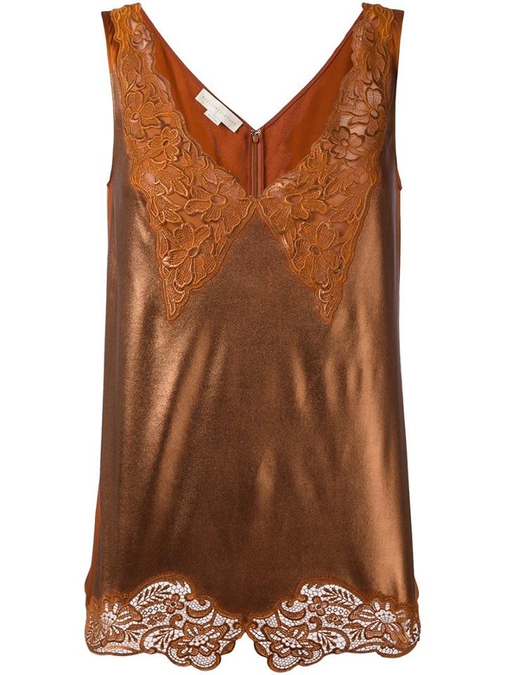 Stella Mccartney 'anastasia' V-neck Lace Camisole, Women's, Size: 42, Yellow/orange, Silk/cotton/acetate/aluminium