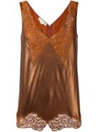 Stella Mccartney 'anastasia' V-neck Lace Camisole, Women's, Size: 42, Yellow/orange, Silk/cotton/acetate/aluminium