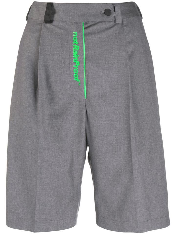 Styland X Not Rain Proof Text Print Shorts - Grey