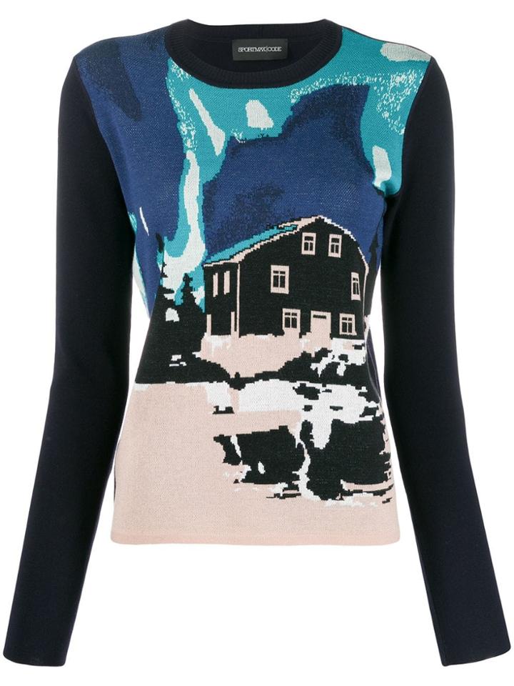 Sport Max Code Dinar Patterned Top - Blue