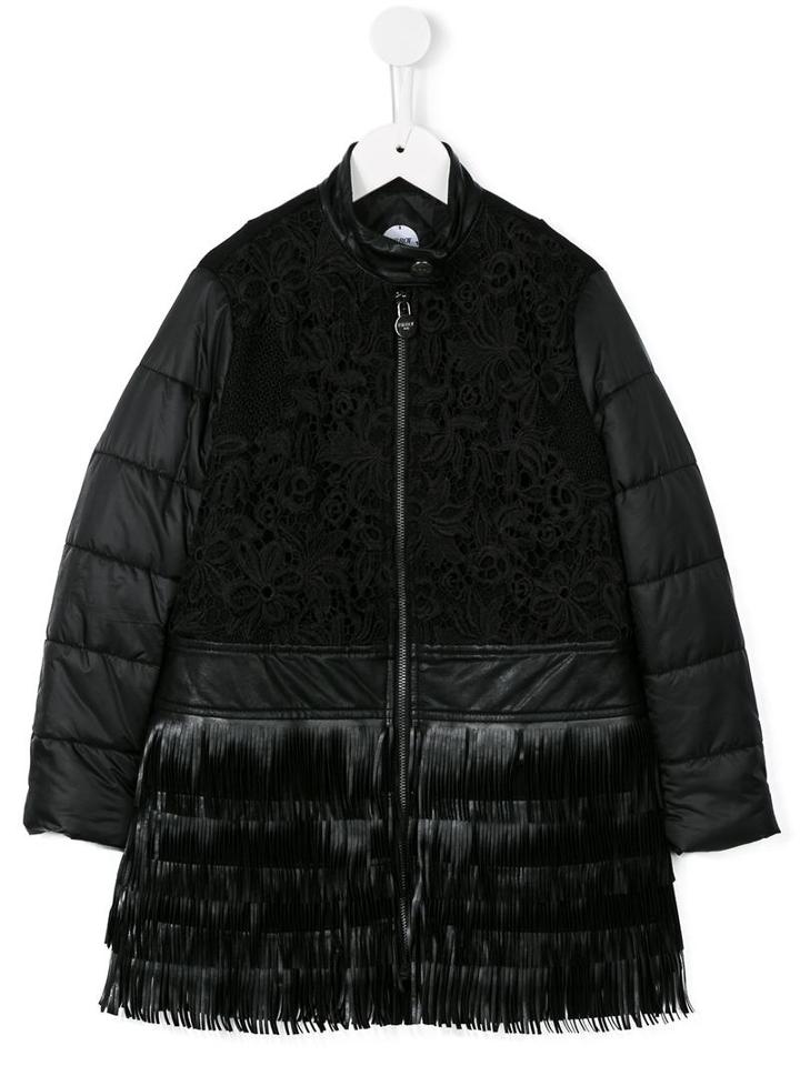 Parrot Kids Guipure Lace Fringed Coat, Girl's, Size: 12 Yrs, Black