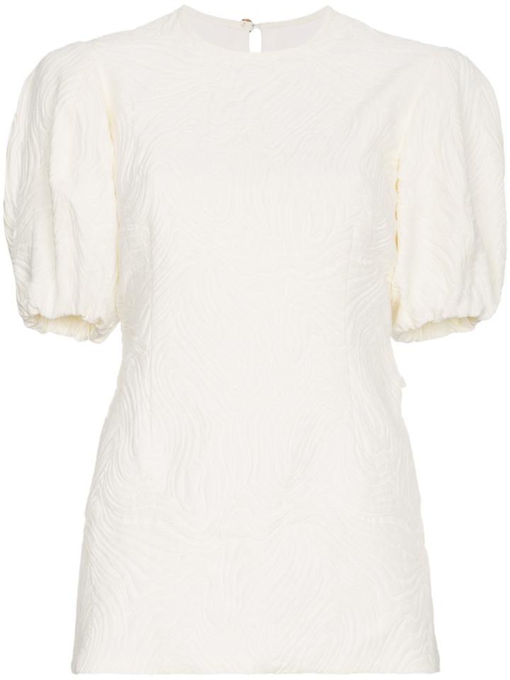 Beaufille Silk Talos Open Back Jacquard Top - Nude & Neutrals