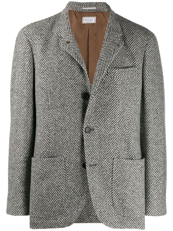 Brunello Cucinelli Geometric Print Blazer - Grey