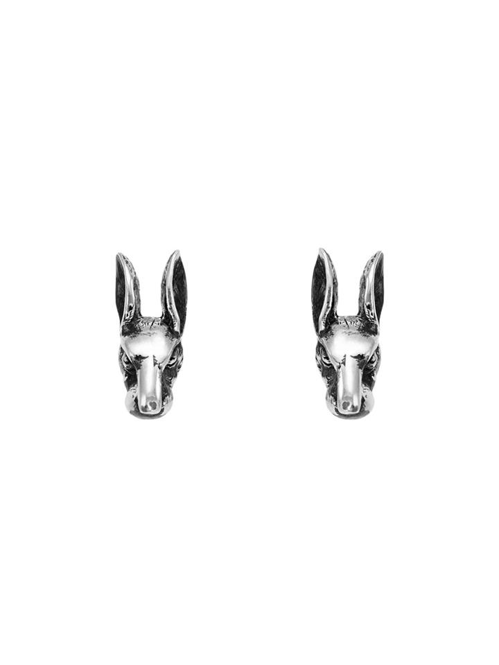 Gucci Anger Forest Rabbit Head Earrings In Silver - Metallic