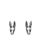Gucci Anger Forest Rabbit Head Earrings In Silver - Metallic