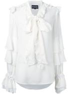Nicopanda Ruffled Blouse, Women's, Size: 4, White, Silk