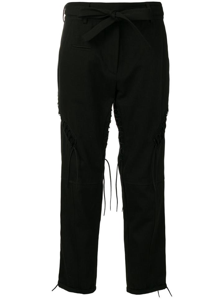 Saint Laurent Belted Cropped Trousers - Black