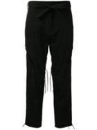 Saint Laurent Belted Cropped Trousers - Black