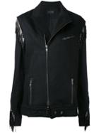 Baja East - Embellished Biker Jacket - Women - Cotton - I, Black, Cotton