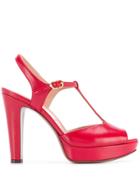 L'autre Chose T-strap Platform Sandals - Red