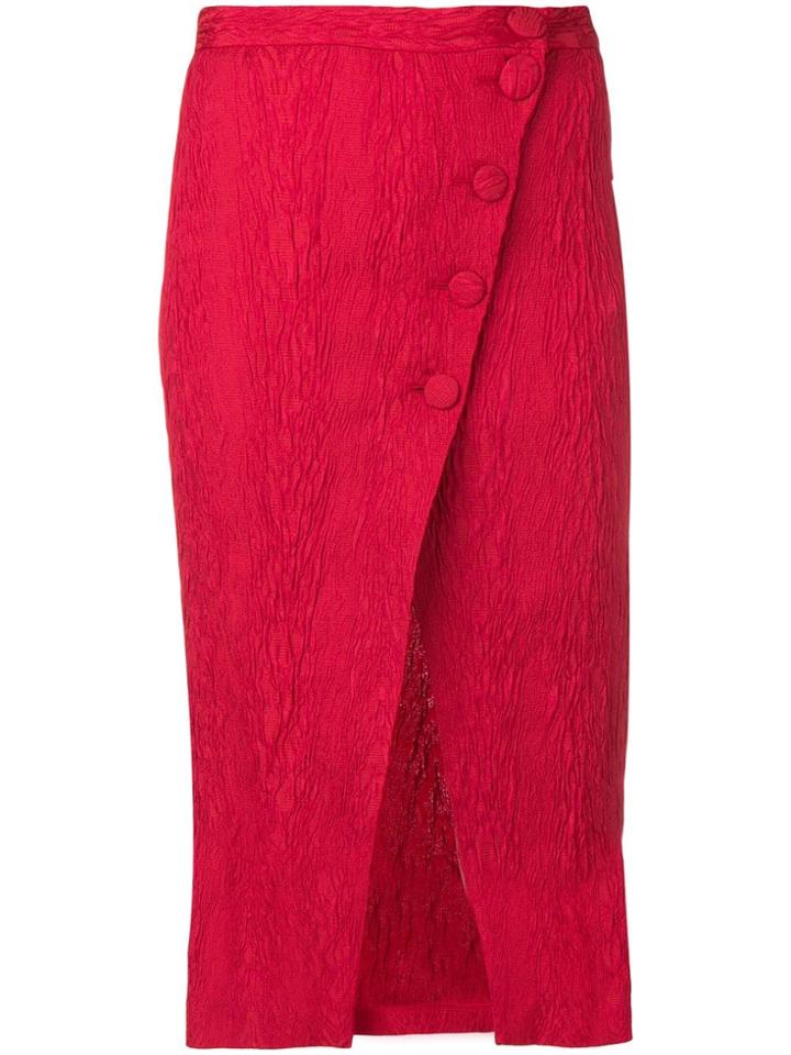 Alexa Chung Split Wrap Front Midi Skirt - Red