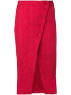 Alexa Chung Split Wrap Front Midi Skirt - Red