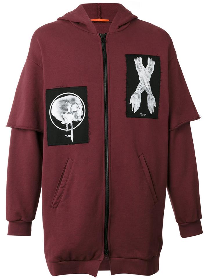 Komakino Patch Zipped Hoodie, Men's, Size: Medium, Red, Cotton