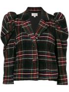 Isa Arfen Puff Shoulder Check Blazer - Black