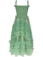 Molly Goddard Gingham Ruffled Midi Dress - Green