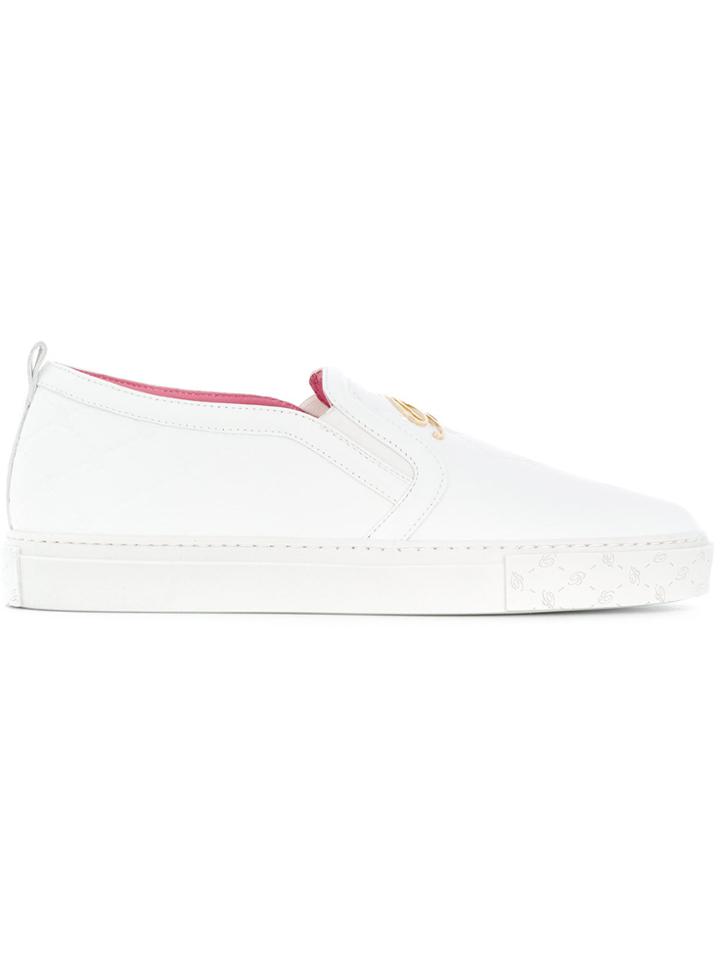 Blumarine Logo Plaque Slip-on Sneakers - White