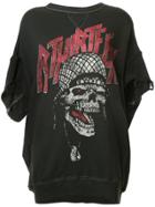 R13 Skull Print Distressed Sweatshirt - Black