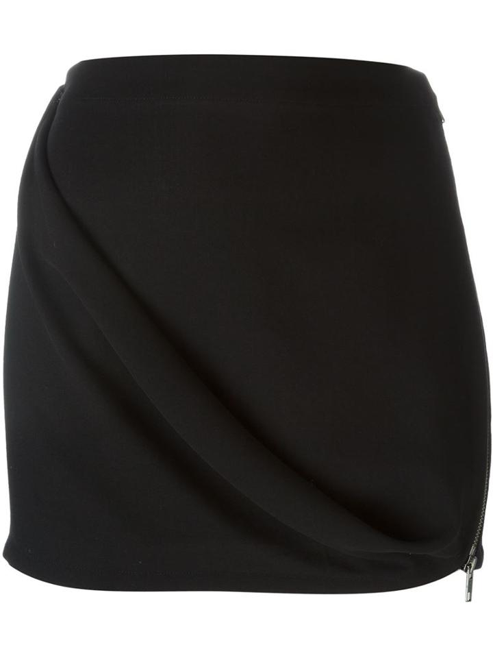 Ann Demeulemeester Zipper Detailing Skirt, Women's, Size: 38, Black, Virgin Wool