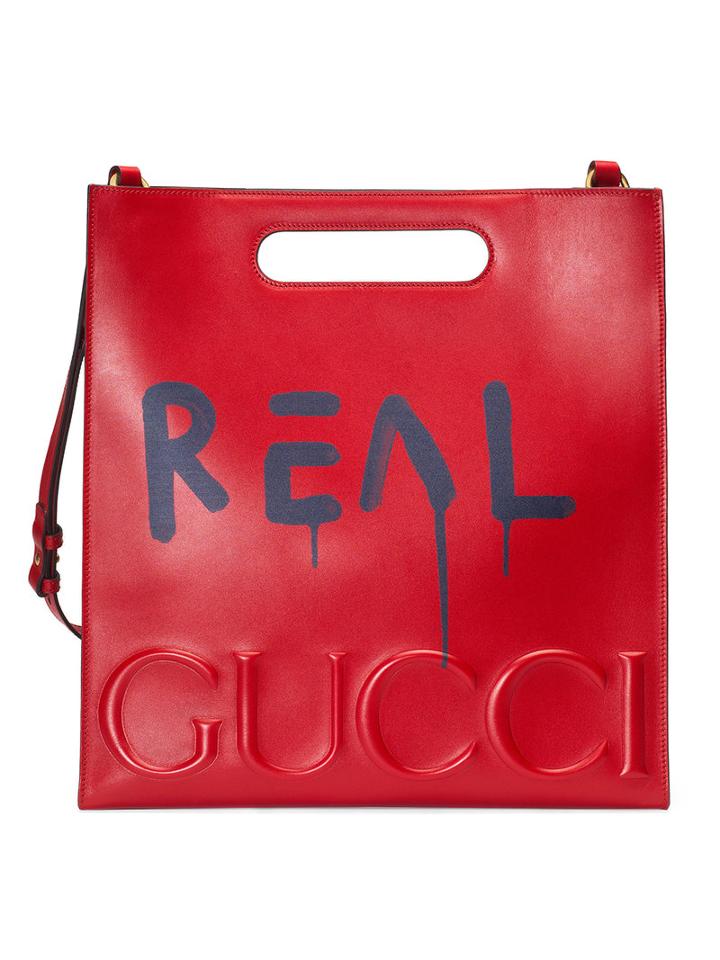 Gucci - Guccighost Leather Tote - Women - Leather/suede - One Size, Red, Leather/suede
