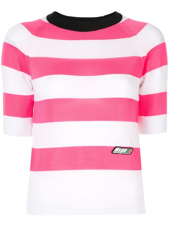 Msgm Striped Knit Top - Pink