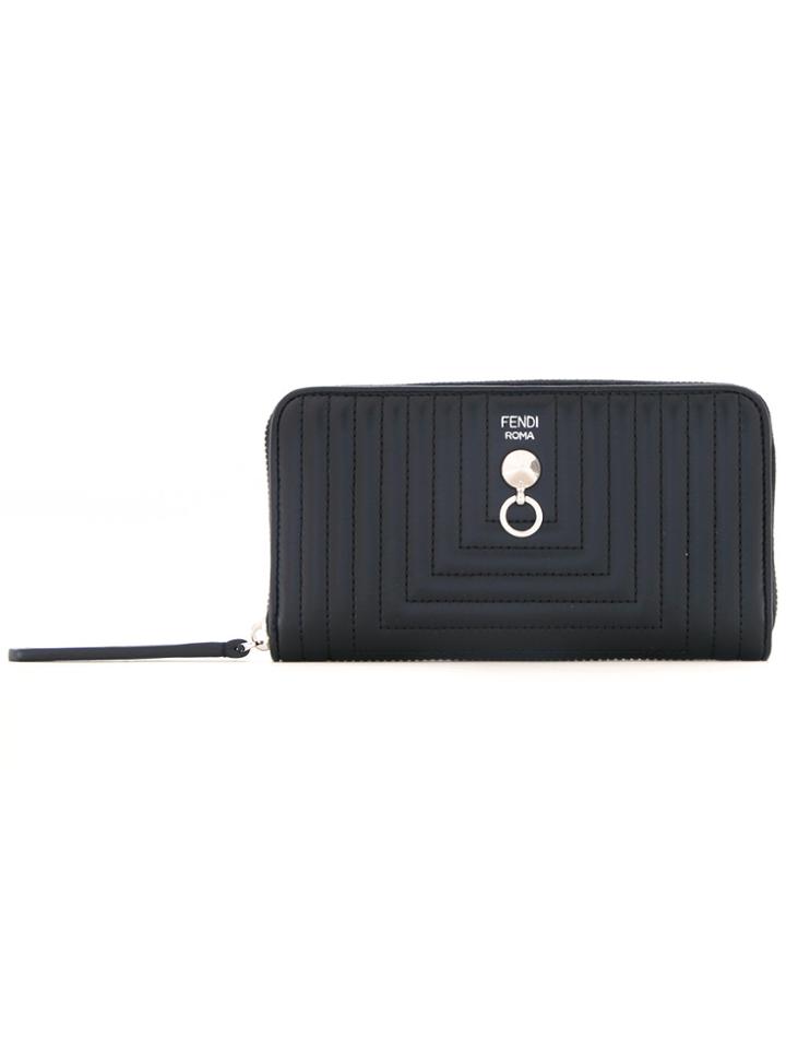 Fendi Quilted Zip-around Purse - Black