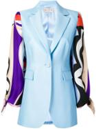 Emilio Pucci Vallauris Print Contrast Sleeve Blazer - Blue