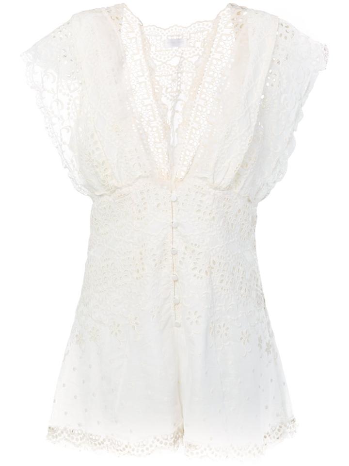 Zimmermann Lace Playsuit - White