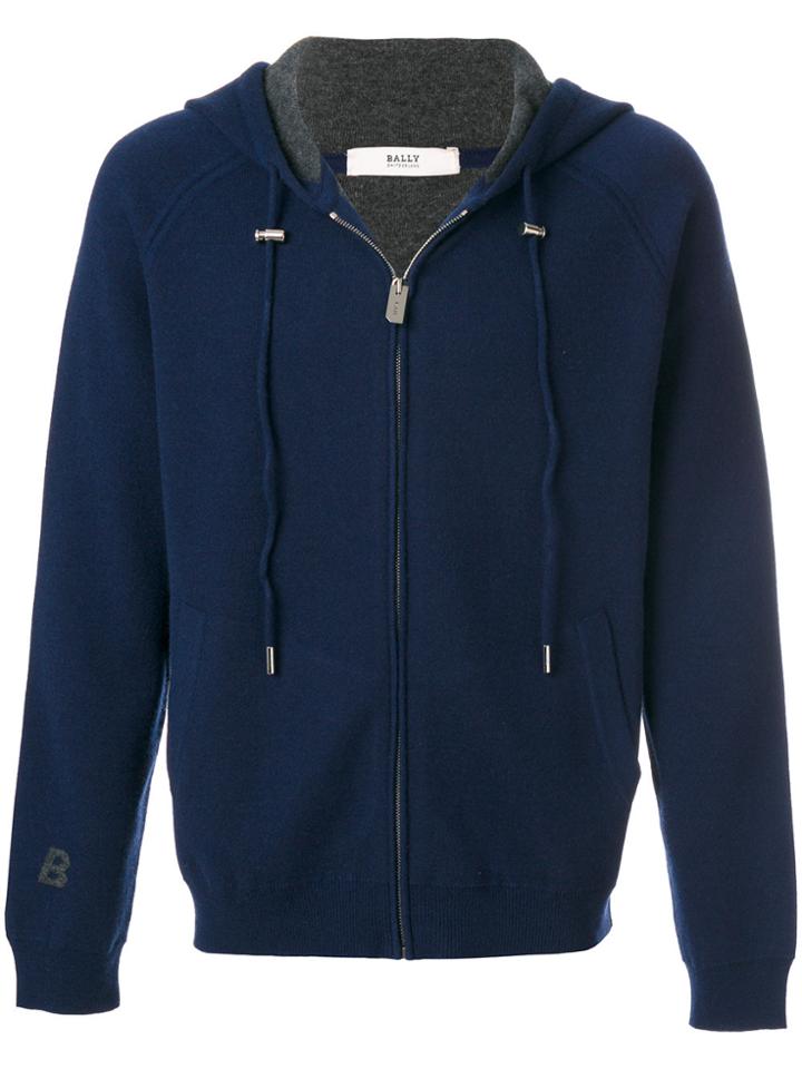 Bally Knitted Zip Hoodie - Blue